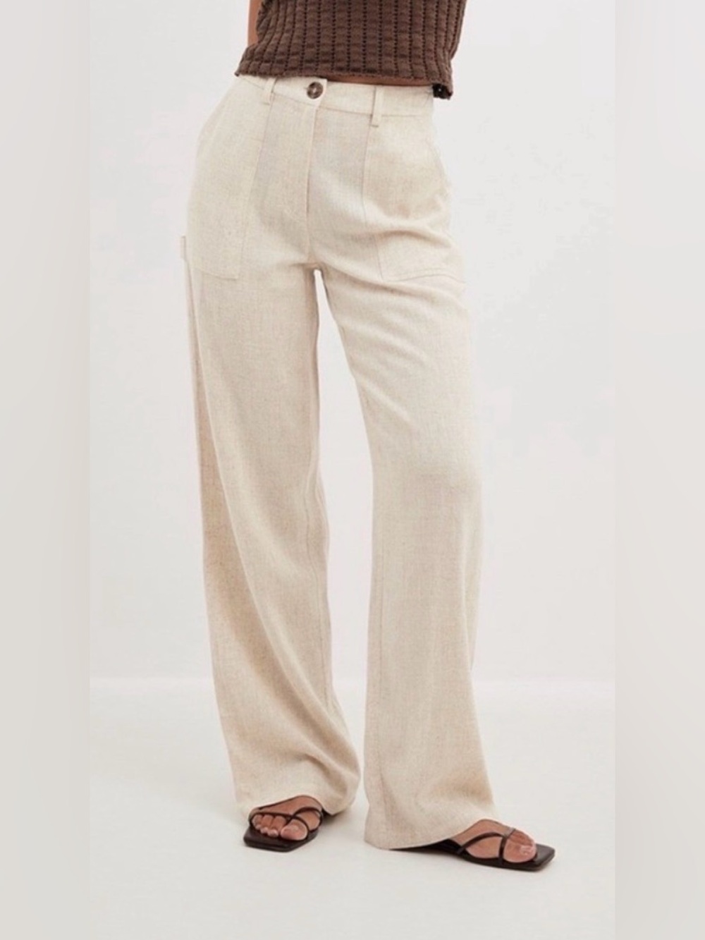 NWT Na-kd Flowy Linen Pants Size EU38/US 8